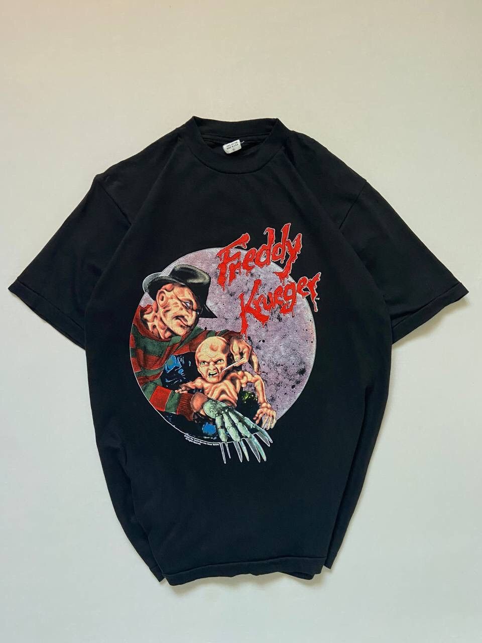 image of Expert Horror x Movie 1989 Freddy Krueger A Nightmare On Elm Street 5 T-Shirt in Black (Size XL)