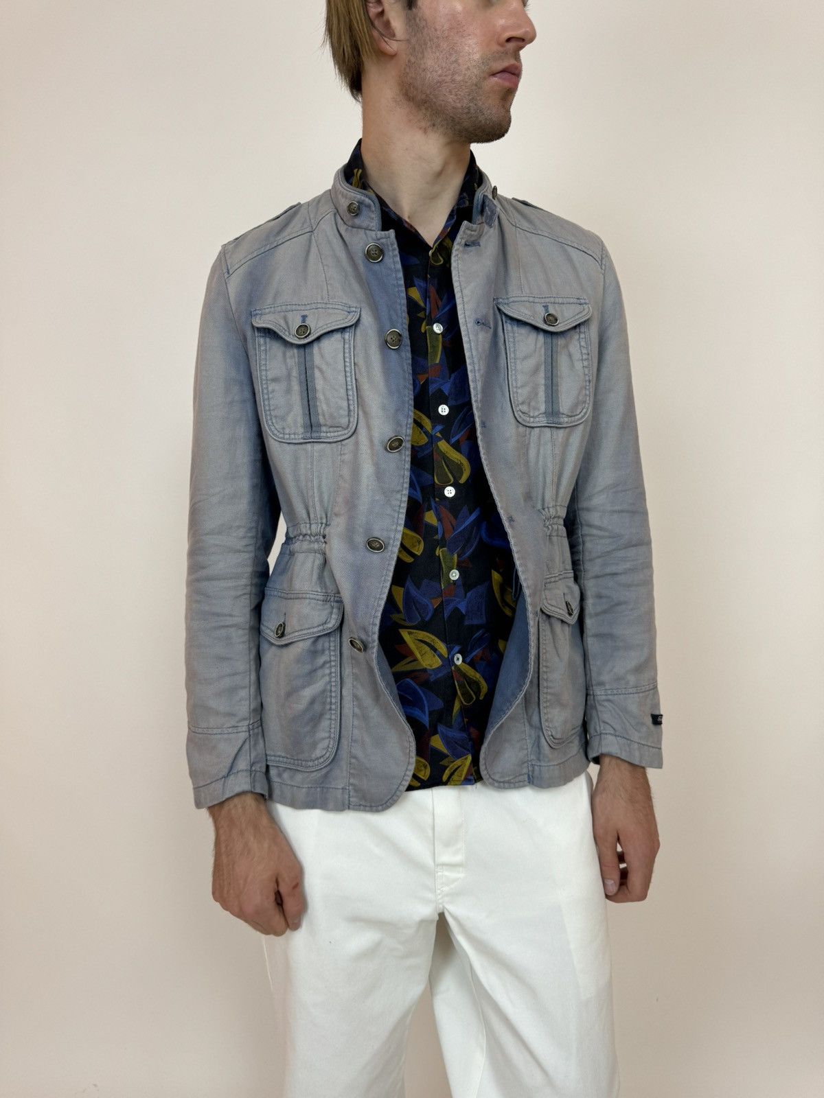 Other JEREM Unlined Blazer jacket stand up collar Linen/cotton Size 52R - 2 Thumbnail