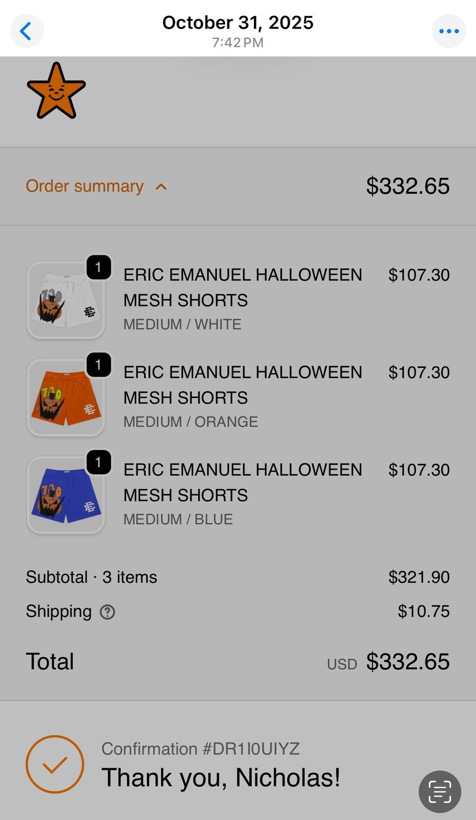 Asspizza × Eric Emanuel Eric Emanuel Asspizza blue Halloween shorts medium Size US 30 / EU 46 - 2 Thumbnail