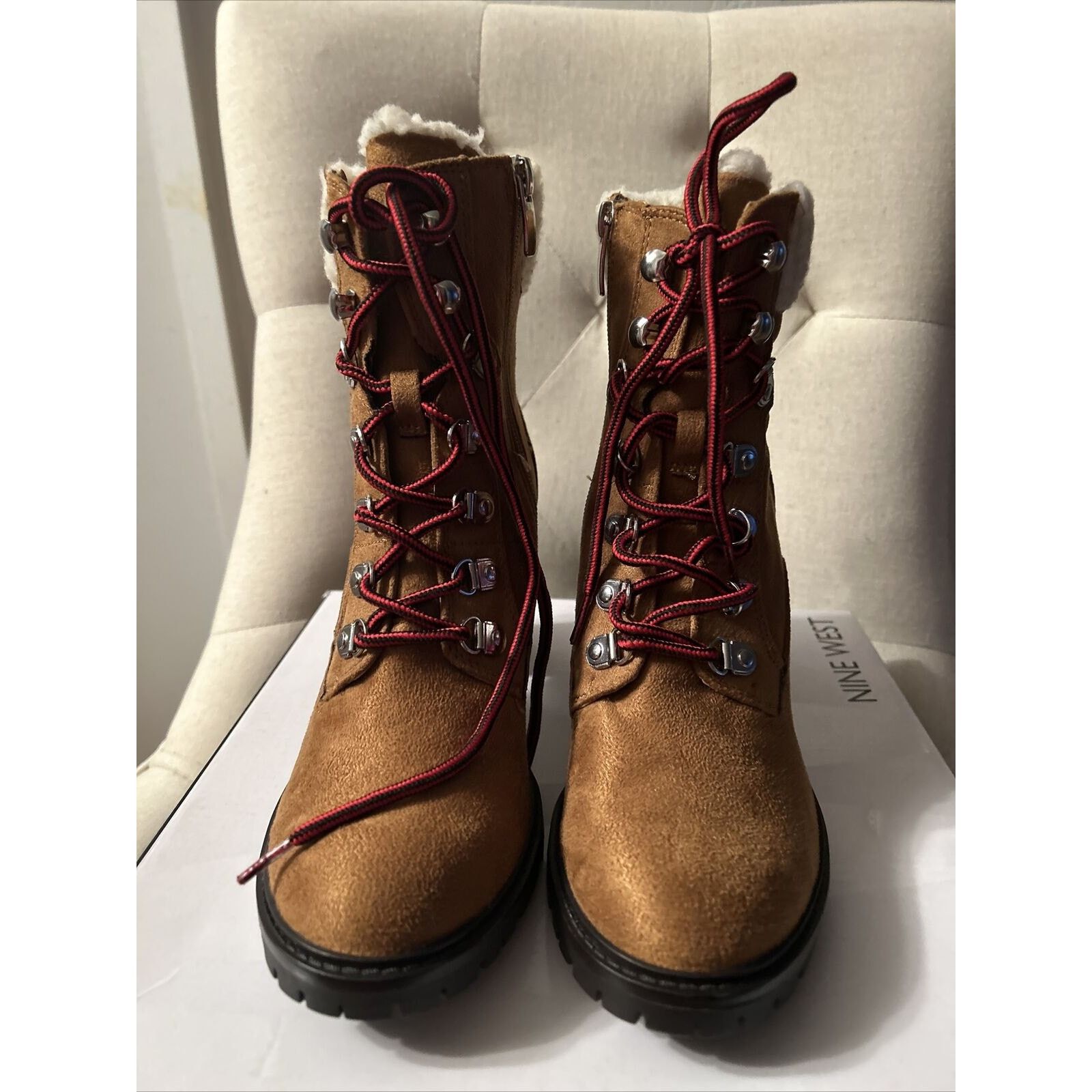 Nine West NEW W/BOX Nine West Peer 2 Sherpa Cuff Ankle Boots Brown 7.5 Size US 7.5 / IT 37.5 - 5 Thumbnail