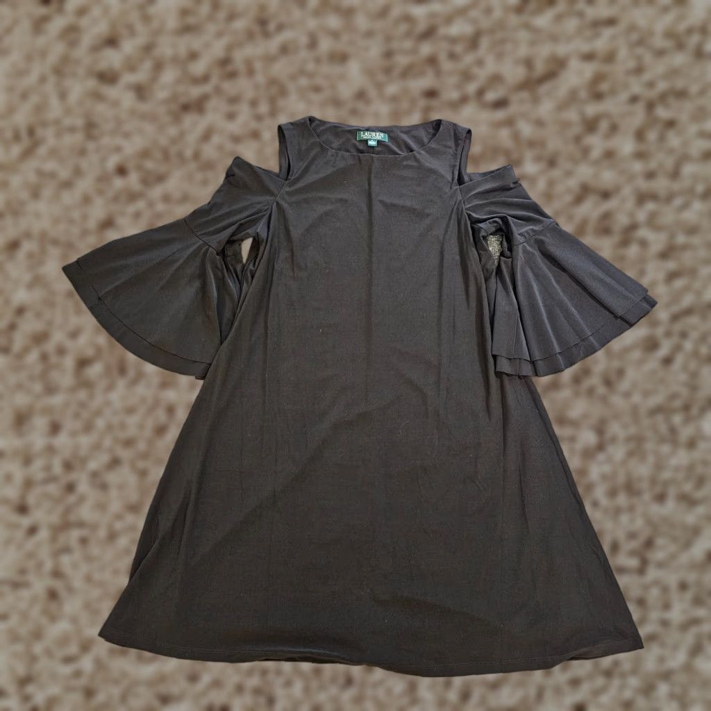 Ralph Lauren Lauren Ralph Lauren Dress Womens Size 12 Black Cold Shoulder Bell Sleeve Holiday Size XL / US 12-14 / IT 48-50 - 1 Thumbnail