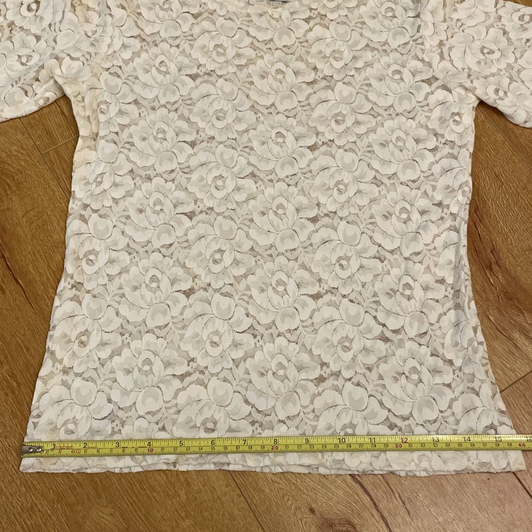 Vintage VINTAGE Anna Kriste Cropped Lace Top Sheer Ivory 90s Y2K Fairy Grunge Cottage Coquette P Womens M Size M / US 6-8 / IT 42-44 - 7 Thumbnail