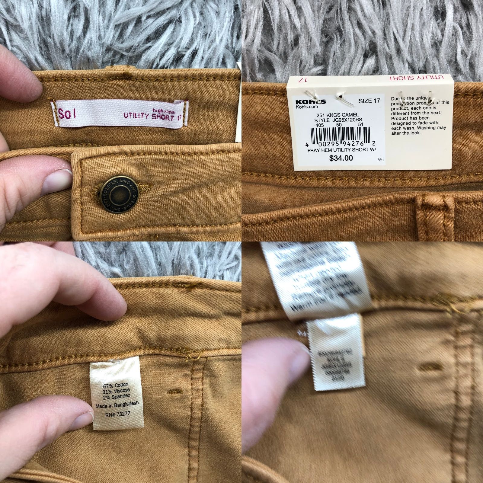 Vintage SO High Rise Utility Short Juniors 17 Dark Wash Brown Denim Jean Women Jeans 5-Pocket Regular Cotton Modern 90s? Size 38" / US 16 / IT 52 - 8 Thumbnail