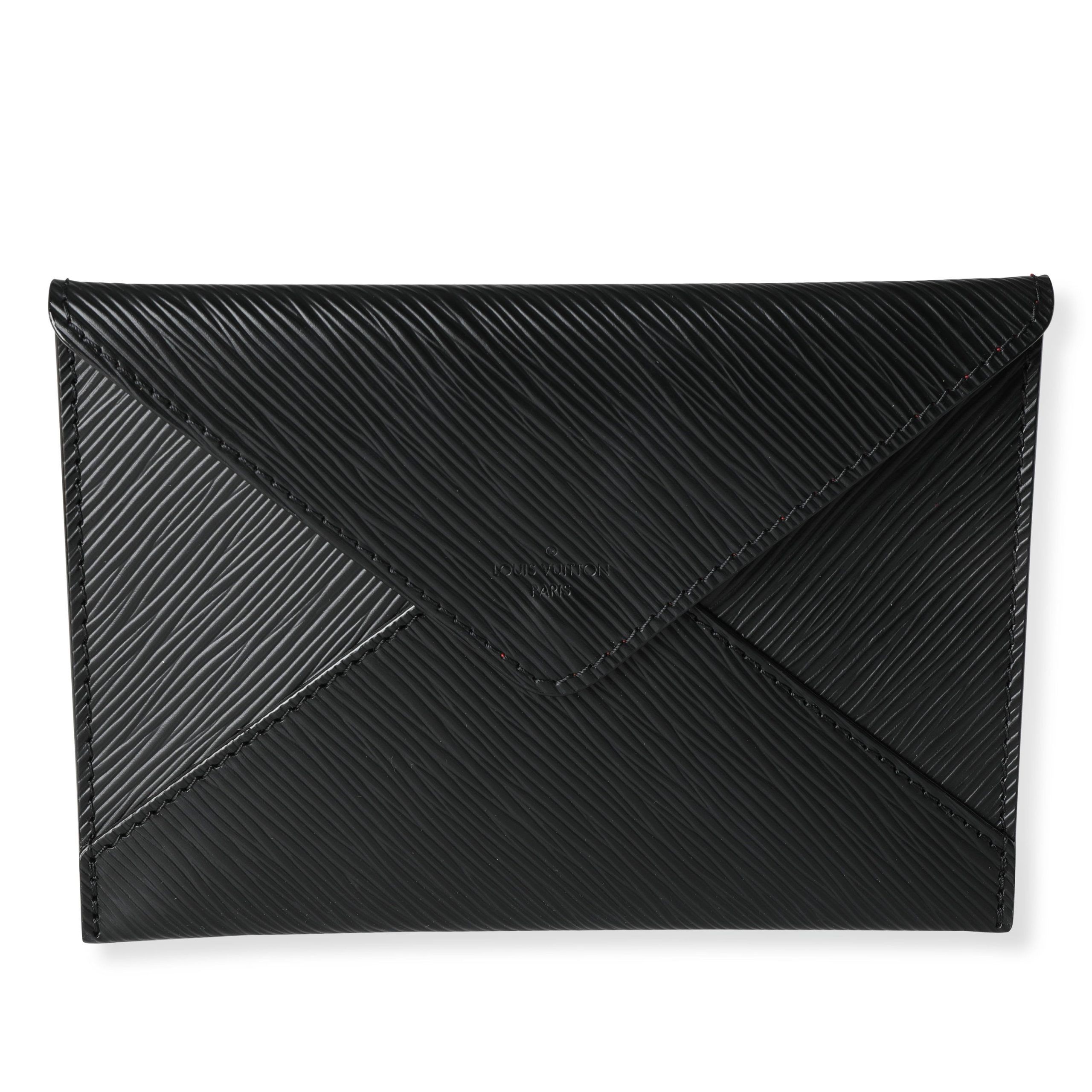 image of Louis Vuitton Black Epi Leather Invitation Envelope Clutch, Women's