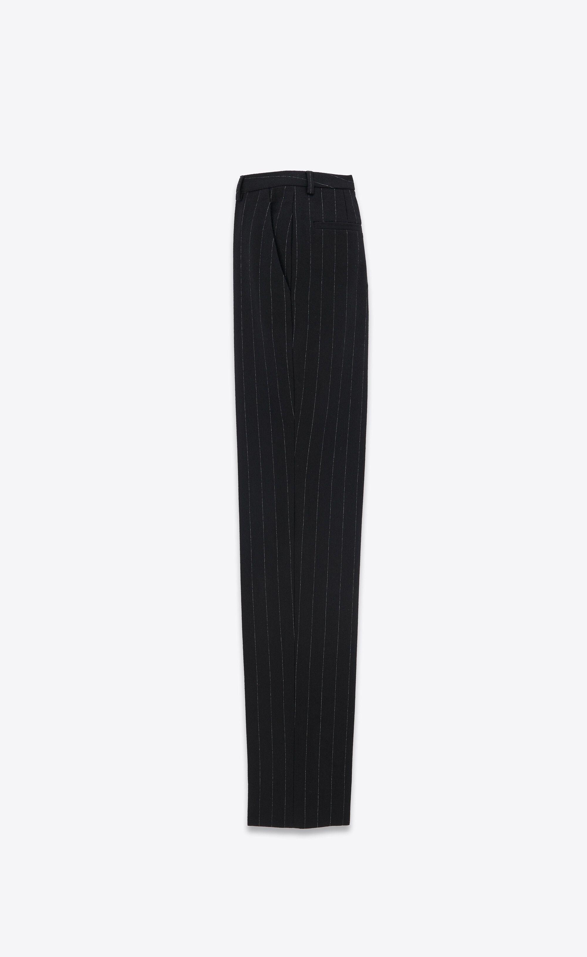 Saint Laurent Paris o1s1wg110125 774421 High-Waisted Pant Pinstripe Wool Felt Size US 38 / EU 54 - 3 Thumbnail