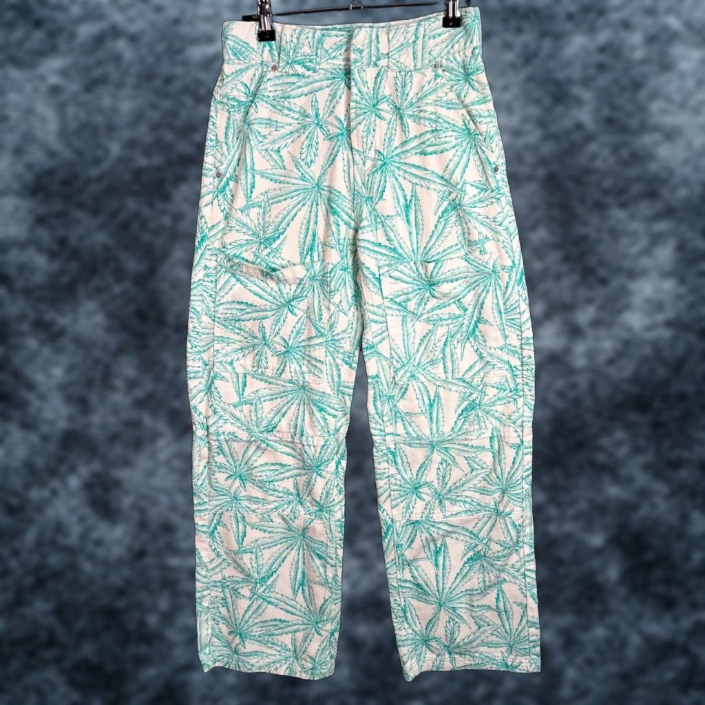 Bdg BDG Floral Print Pants Green White Cotton Ankle Adult Womens 25 Size 42" / US 20 - 1 Thumbnail