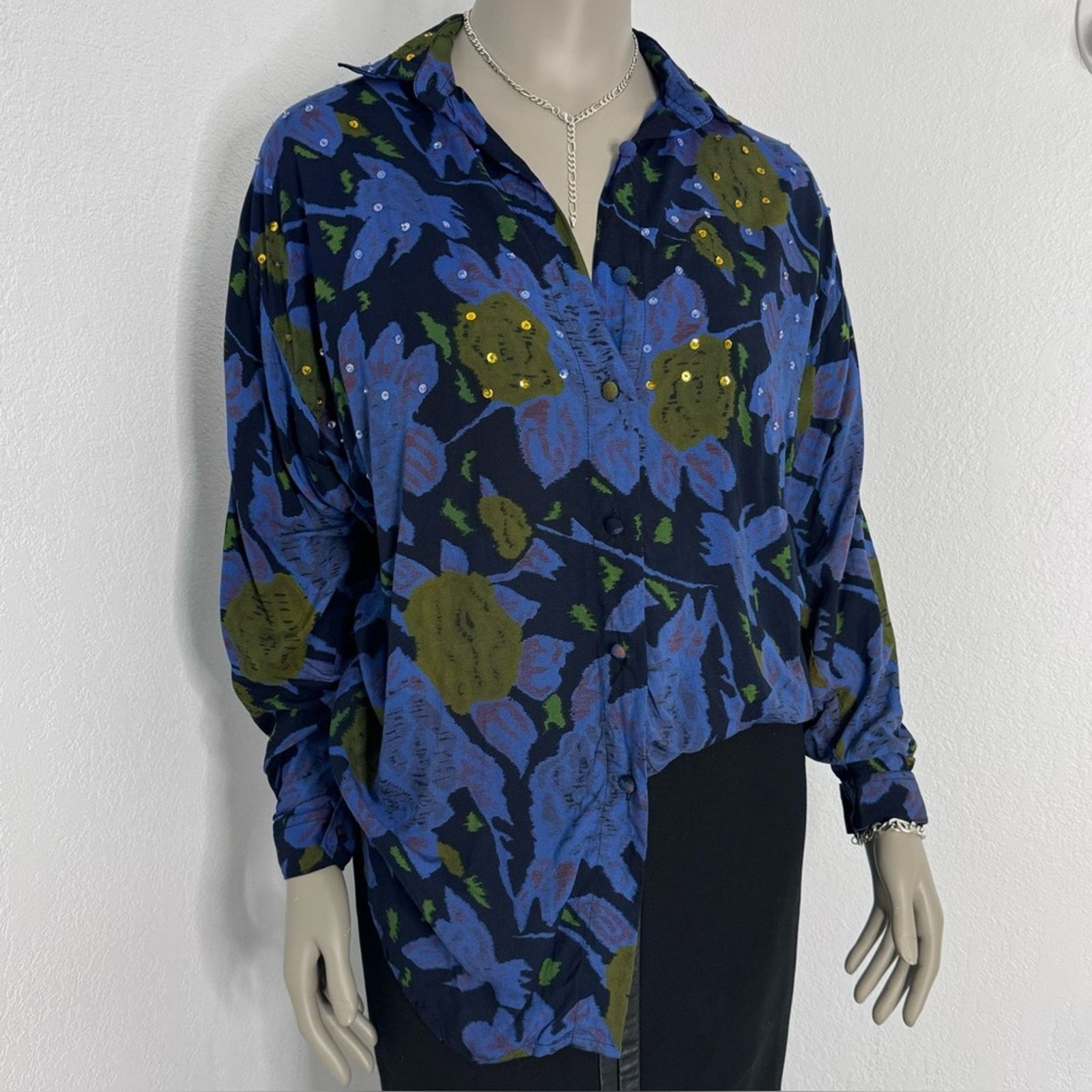 Vintage VINT Art to Wear Floral Oversized Blouse Whimsigoth Size L / US 10 / IT 46 - 1 Thumbnail