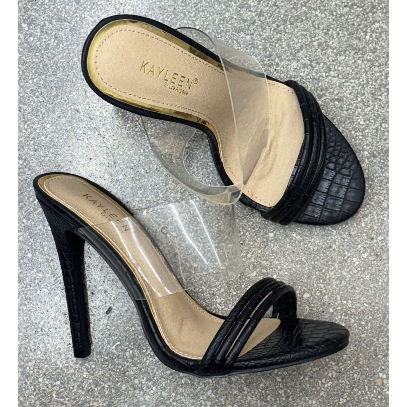 Other KAYLEEN / Berkley-16 / Black Croc-Embossed / Clear / Strap / Size US 8 / IT 38 - 6 Thumbnail