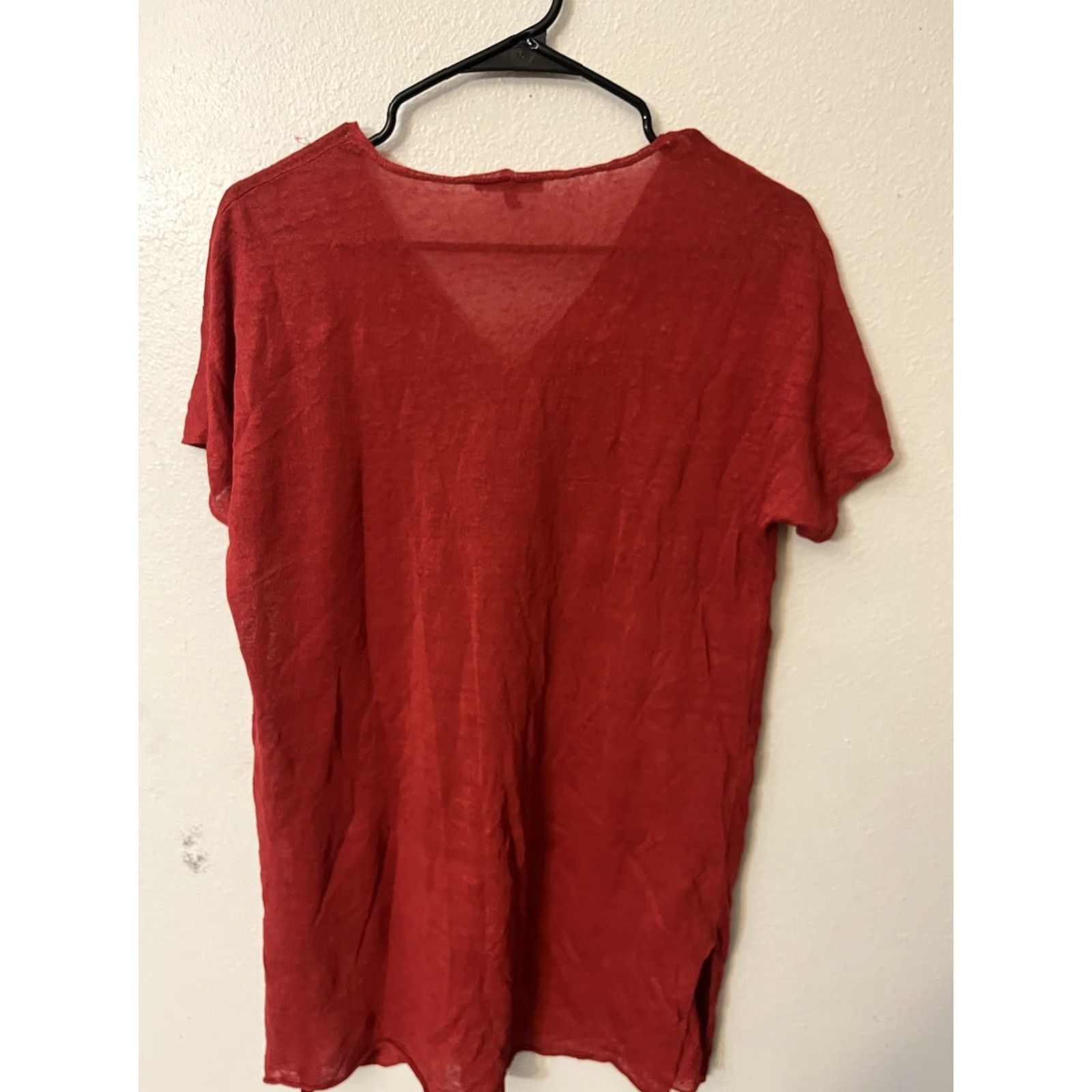 Eileen Fisher EILEEN FISHER Red Linen Nylon V-Neck Tunic Blouse Regular Size Small Womens Size S / US 4 / IT 40 - 2 Thumbnail