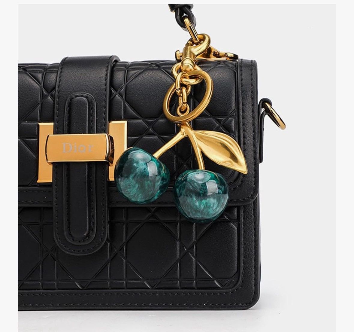 Other Emerald Gold Cherry Bag Charm or Keyring Pendant Size ONE SIZE - 2 Thumbnail