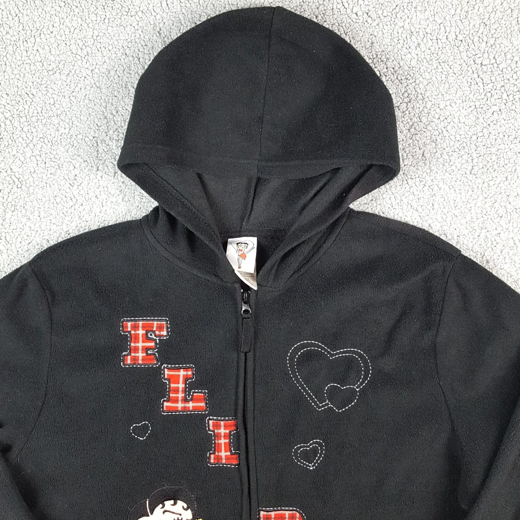 Vintage Betty Boop Flirt Black Fleece Hooded Y2K Women's XL Sweatshirt Cartoon Zip Up Hoodie Size XL / US 12-14 / IT 48-50 - 2 Thumbnail