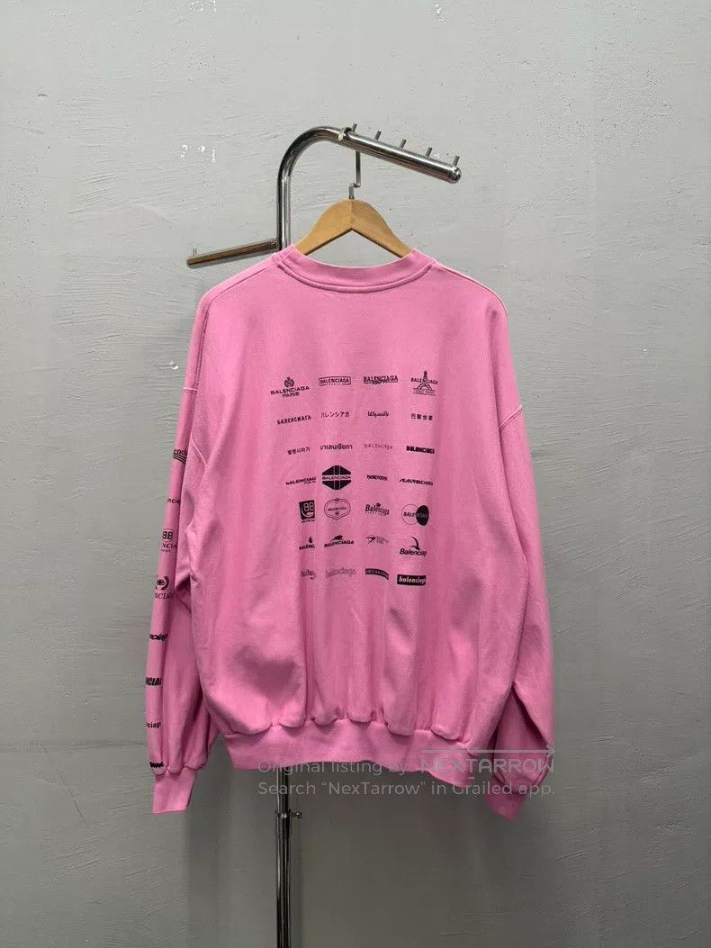 Balenciaga Balenciaga Pink Full Print Logo Sweater Size US S / EU 44-46 / 1 - 2 Thumbnail