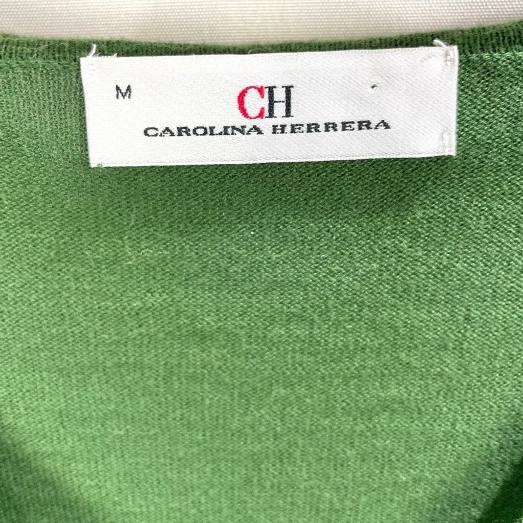 Carolina Herrera CH Carolina Herrera Green Cotton Argyle V Neck Sweater US M Size US M / EU 48-50 / 2 - 6 Thumbnail