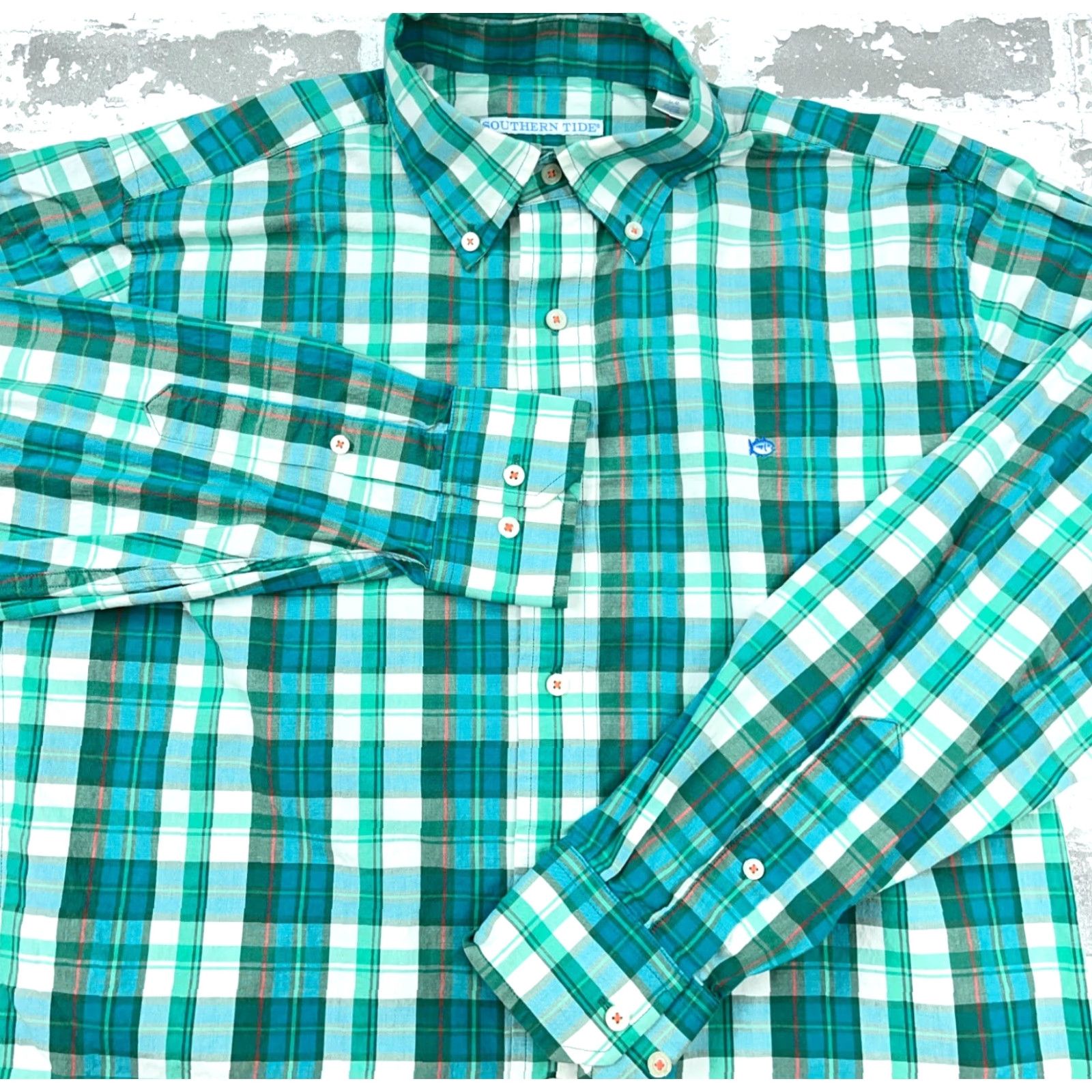 Southern Tide Southern Tide Shirt Men Medium Green Plaid Button-Up Poplin Dress Casual Fish Size US M / EU 48-50 / 2 - 3 Thumbnail