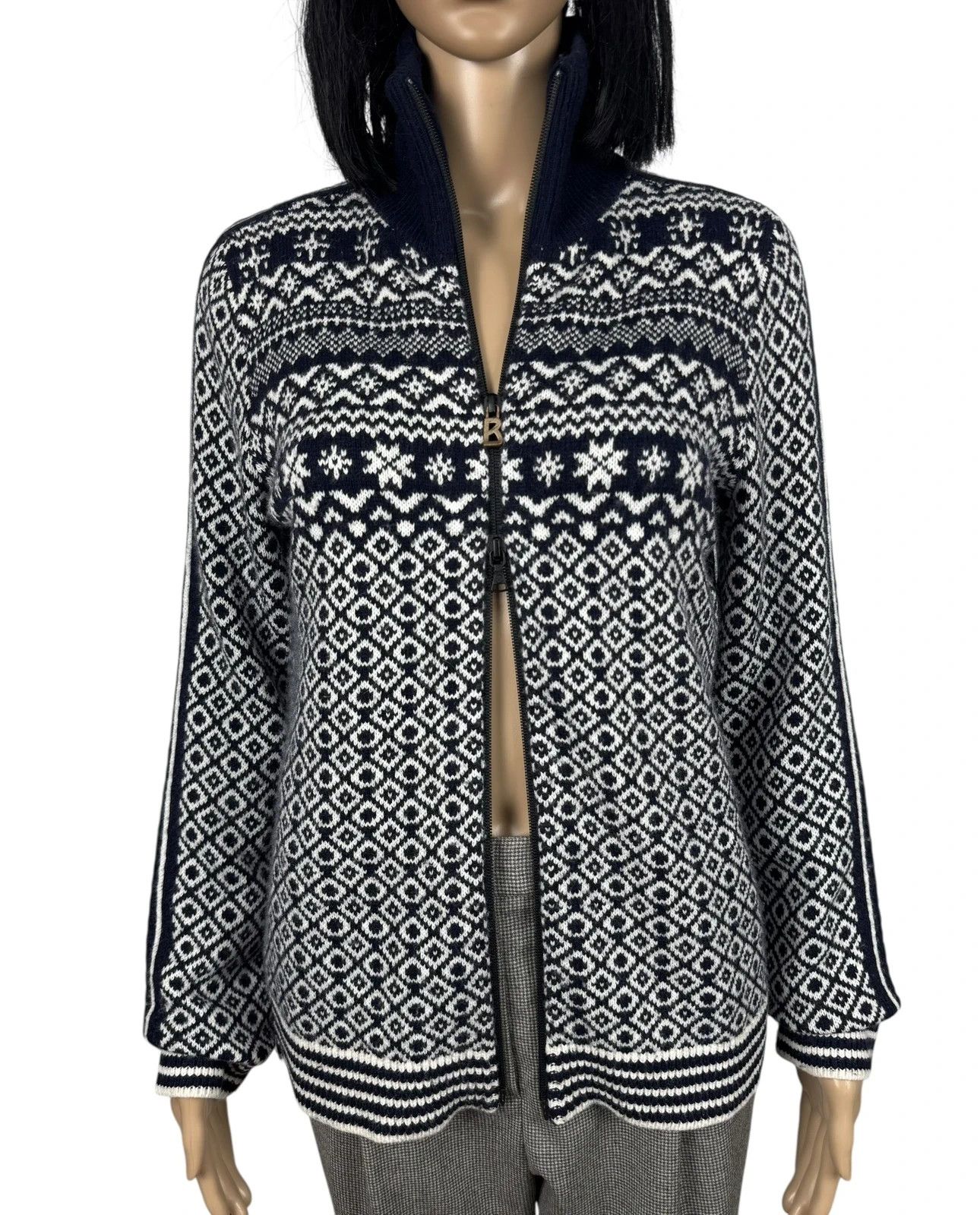 Bogner Bogner Fair Isle Zip Sweater Mock Neck Wool Polyamide size S Size S / US 4 / IT 40 - 11 Thumbnail