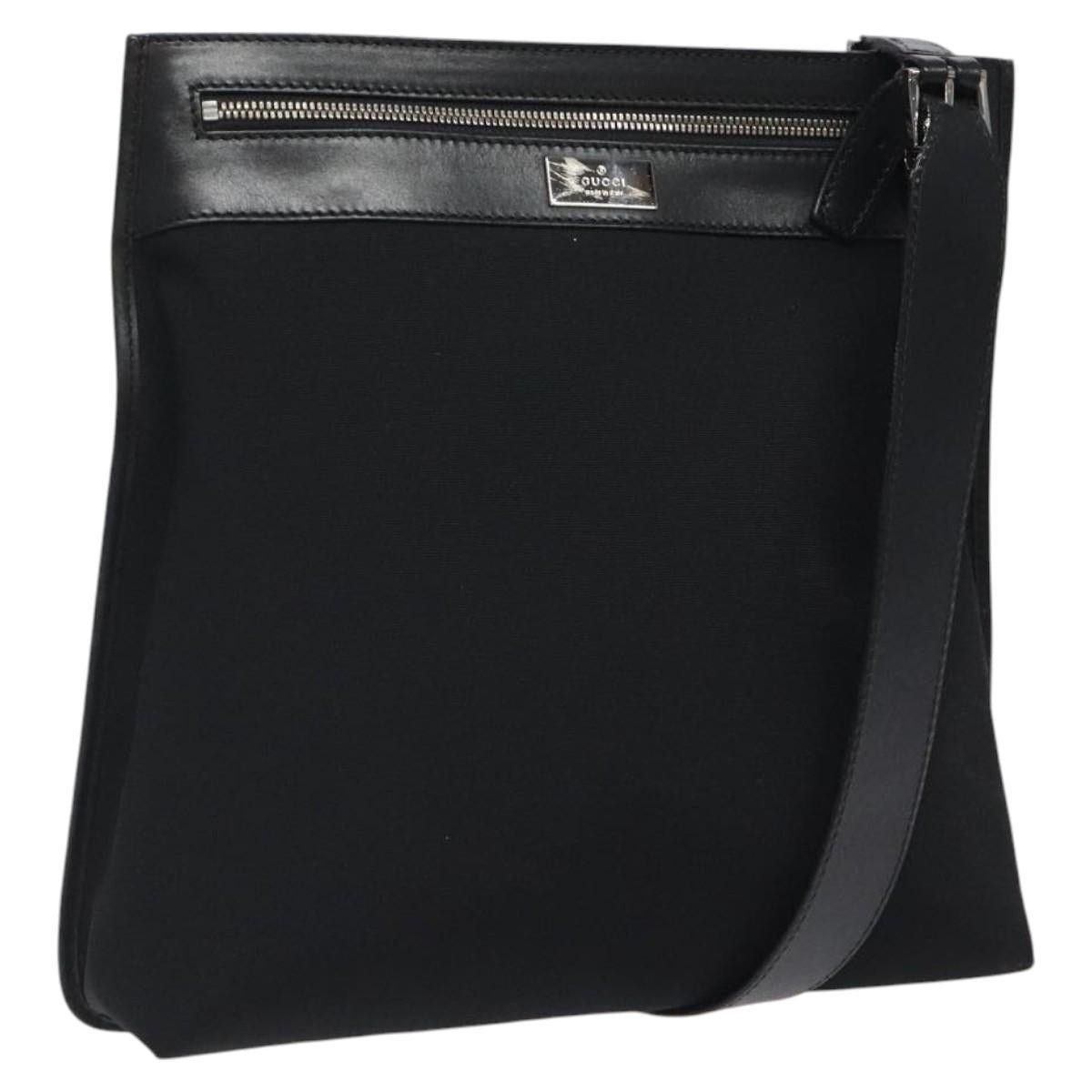 GUCCI Shoulder Bag Nylon Black Silver