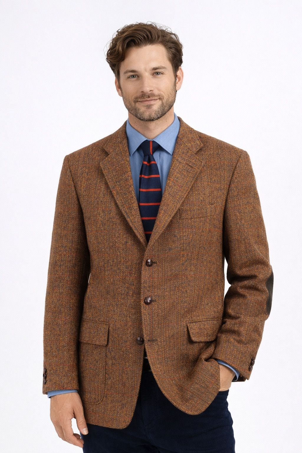 Harris Tweed Brown Pure New Wool Blazer EU 54 US 44