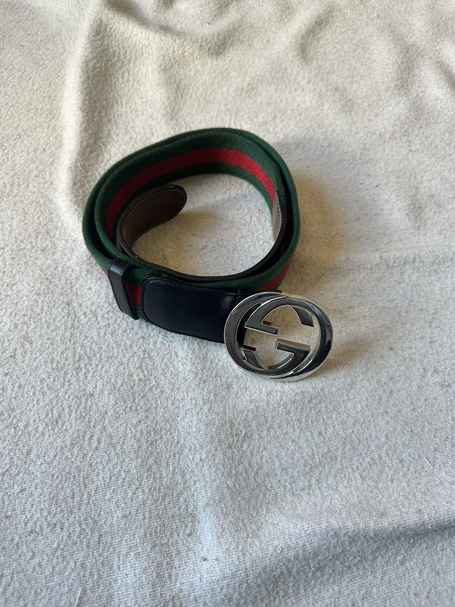 Gucci Gucci Belt Web Green and Red Interlocking G Classic Size 36 - 2 Thumbnail