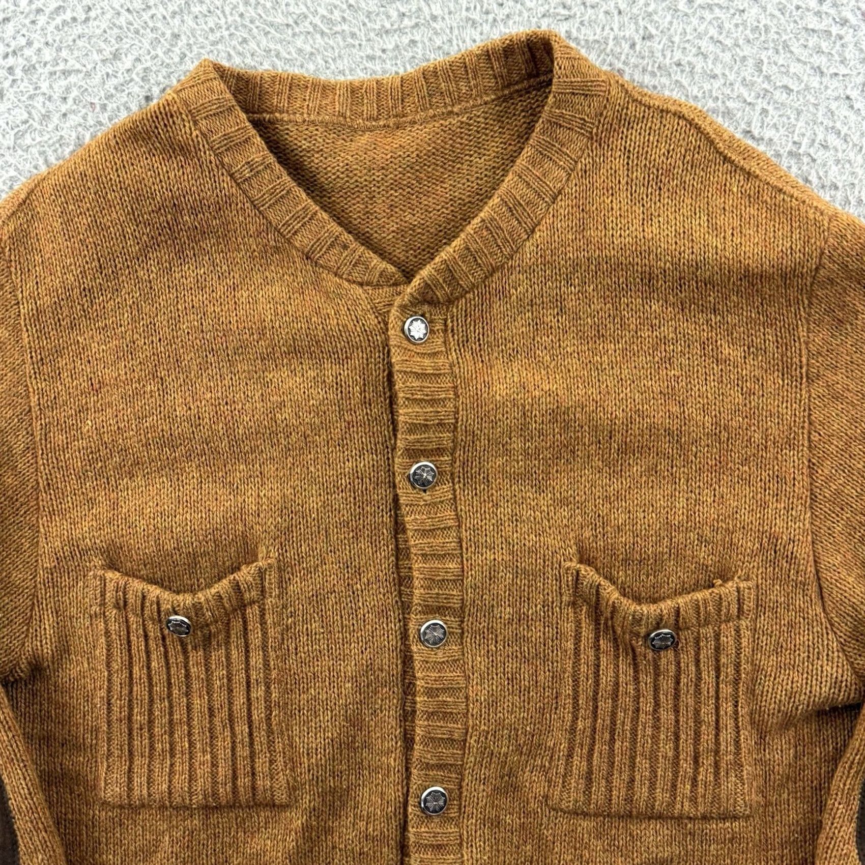 Vintage VINTAGE Brentwood Cardigan Sweater Mens M Brown Wool Blend Knit Cable-Knit V-Neck 50s Patch Pockets Size US M / EU 48-50 / 2 - 3 Thumbnail