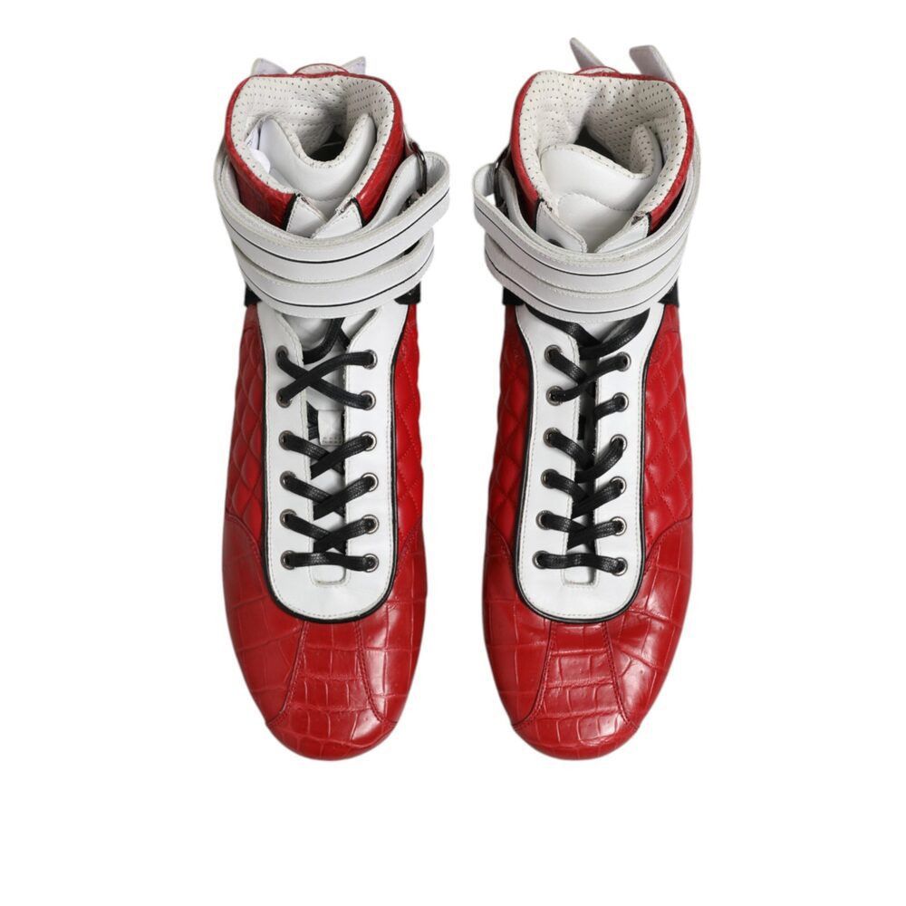 Dolce & Gabbana Dolce & Gabbana Red Quilted Leather Lace Up Sneakers Shoes Size US 11 / EU 44 - 3 Thumbnail
