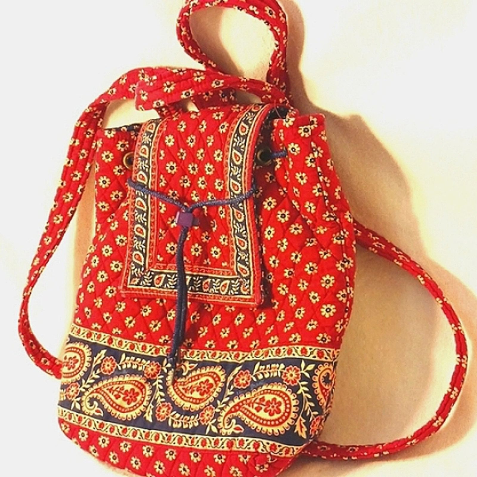 Vera Bradley Backpack VERA BRADLEY Red Blue Boho Travel Paisley QUILTED Size ONE SIZE - 5 Thumbnail