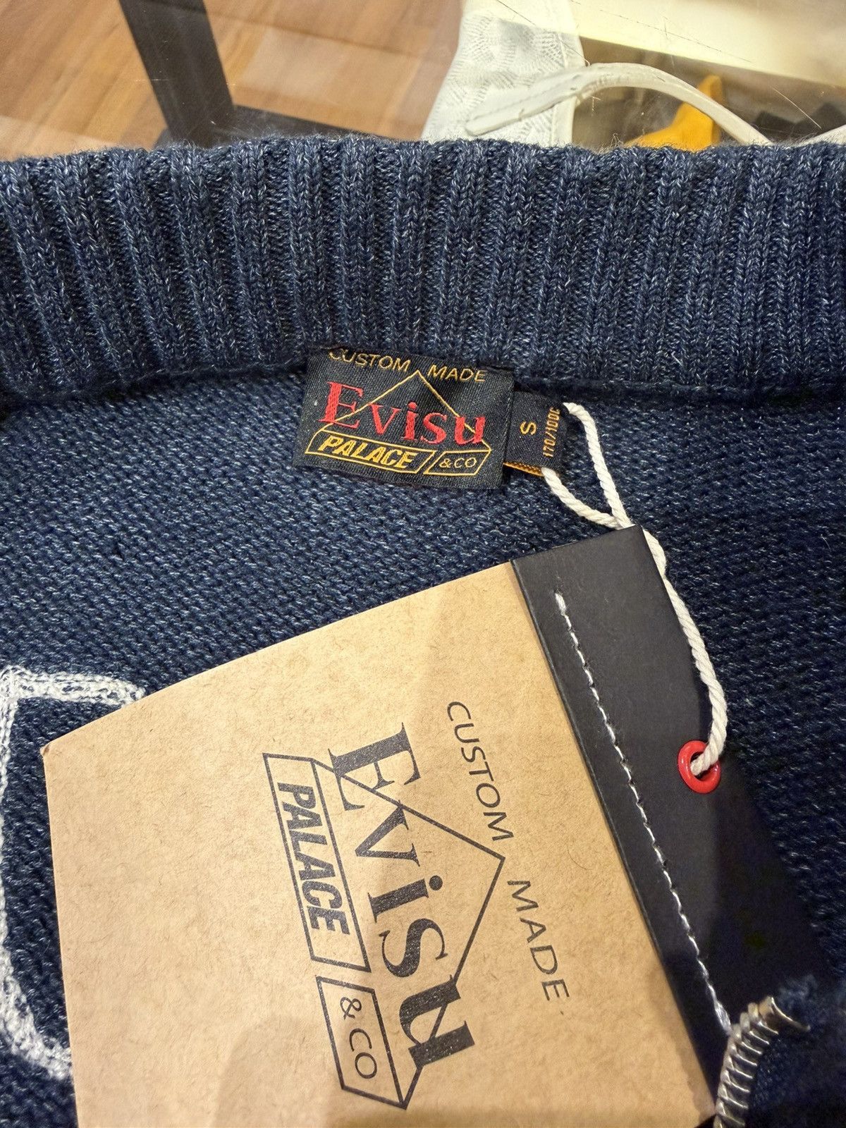 Palace x Evisu Zip Through Chunky Knit - Indigo