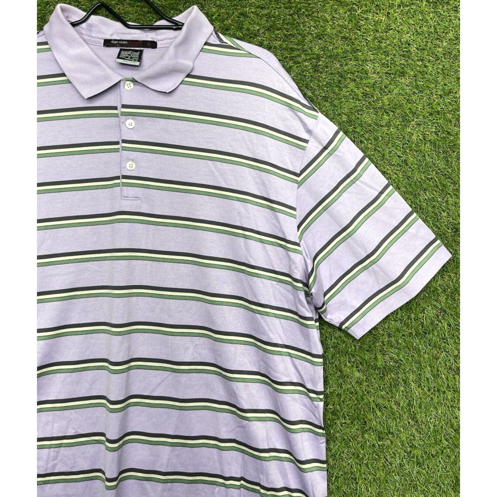 Nike Nike Polo Shirt Mens Large Striped Purple Golf Outdoor Beach Comfort Tiger Woods Size US L / EU 52-54 / 3 - 2 Thumbnail
