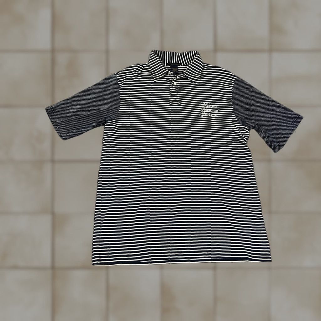 Vintage Le Jean de Marithé + François Girbaud Polo Shirt Mens 2XL Blue Striped Cotton Shirt Size US XXL / EU 58 / 5 - 1 Thumbnail
