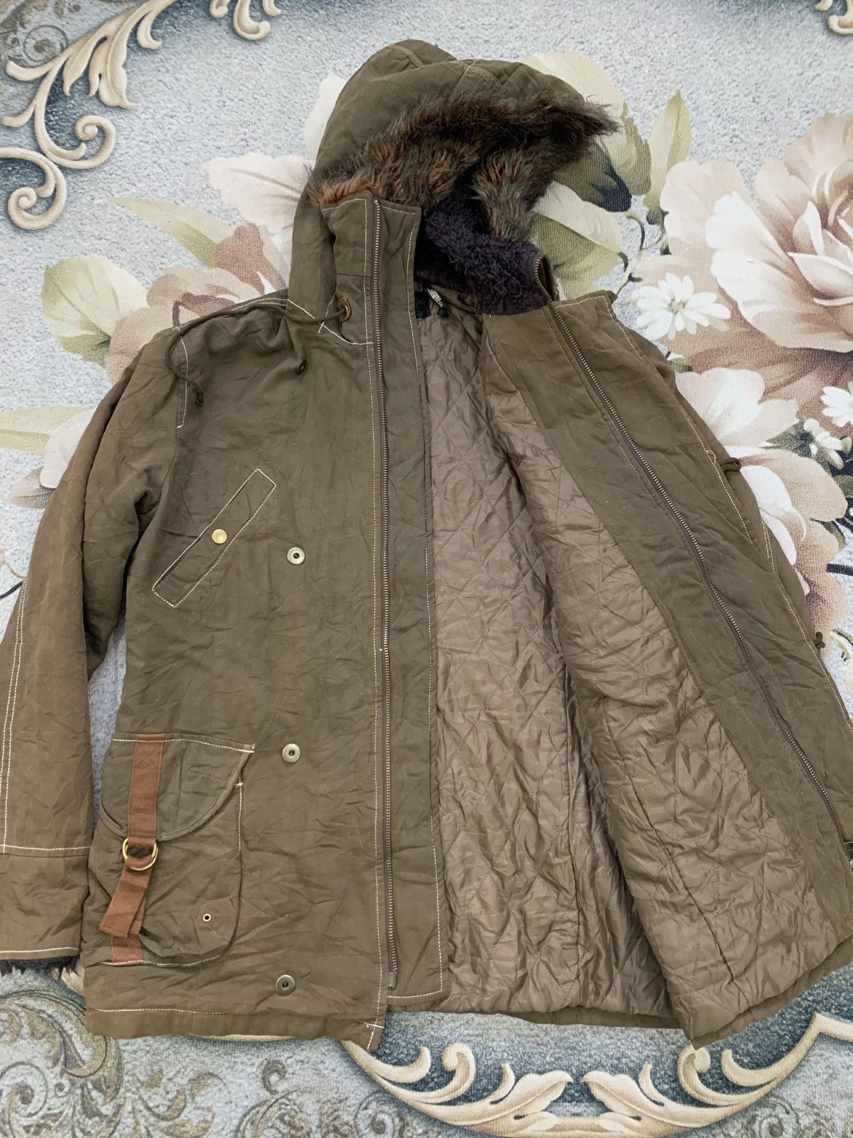 Tornado Mart Tornado Mart Parka Style Cargo Pocket Jacket Hairy Hoodie Size US M / EU 48-50 / 2 - 11 Thumbnail