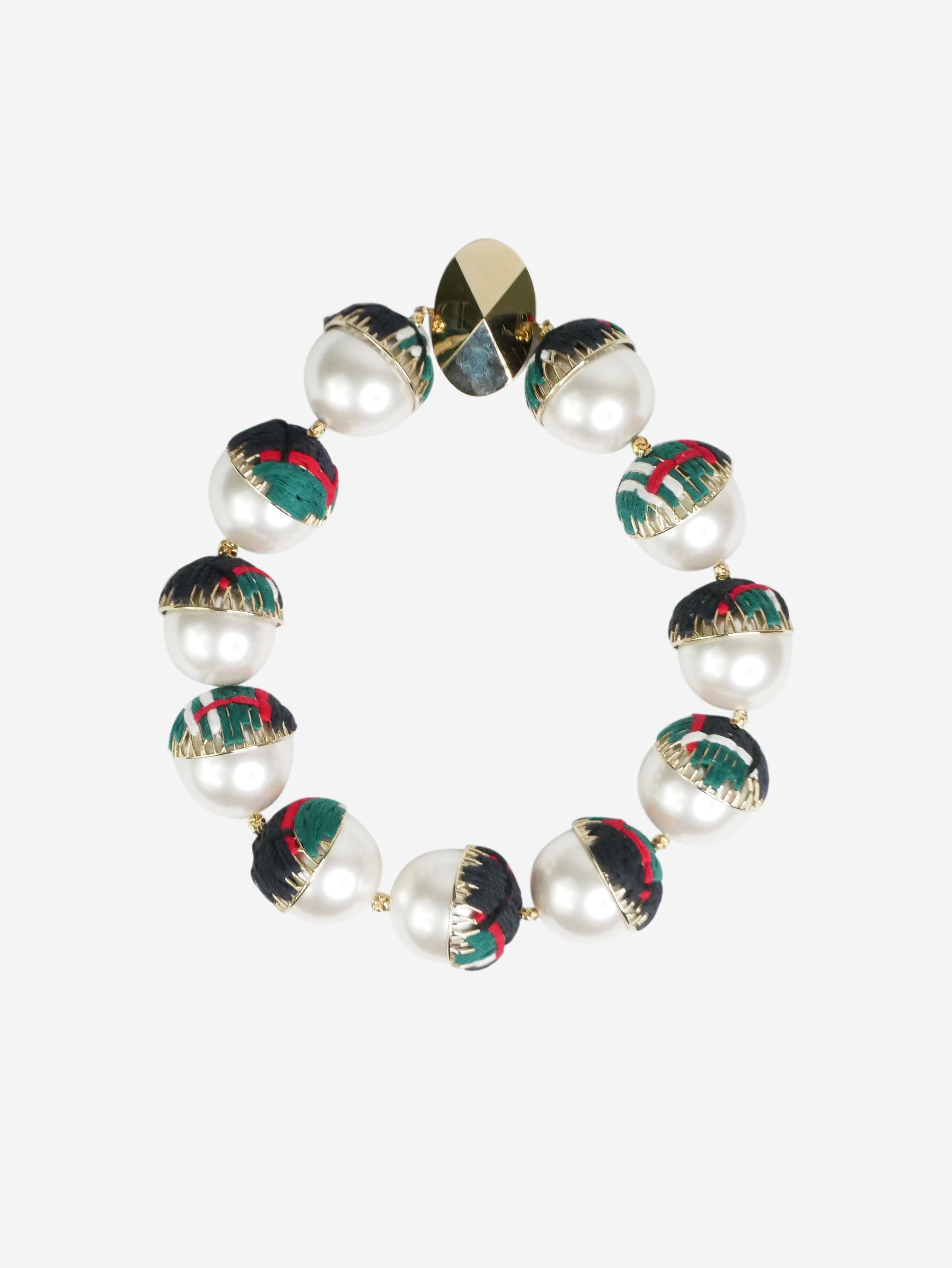 Multicolour Mise en Dior choker with pearl beads