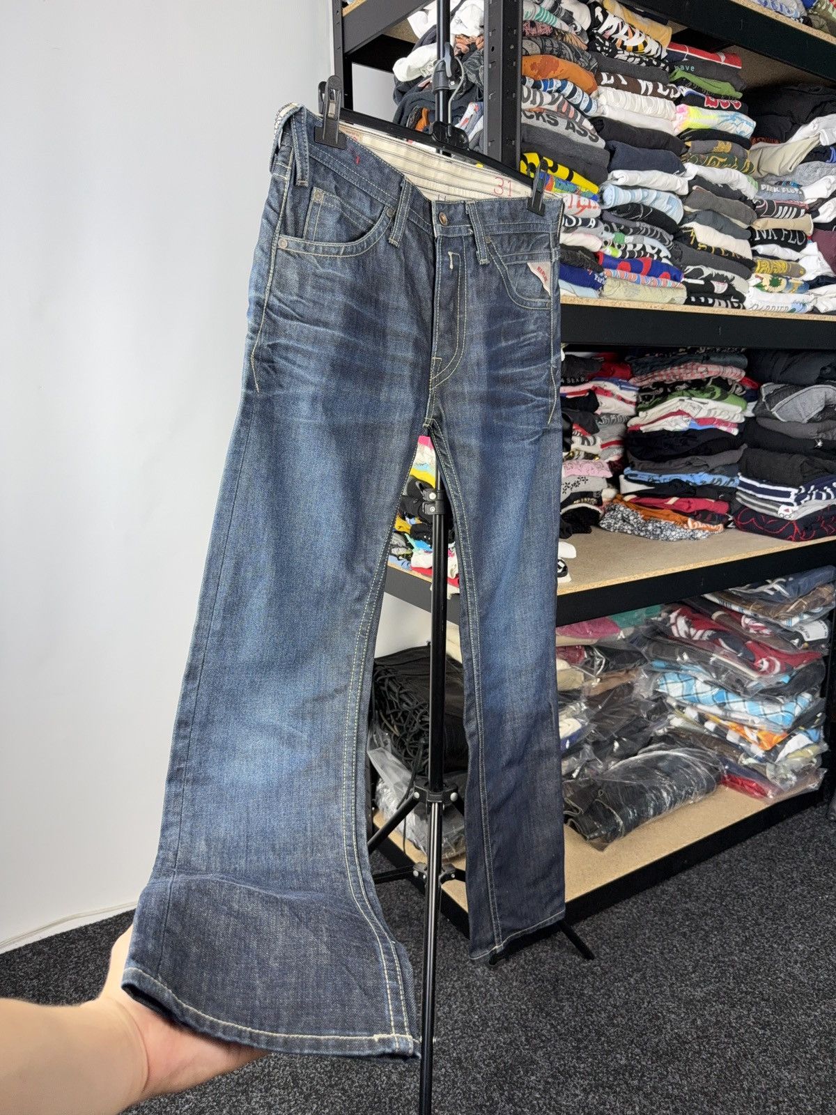 Replay Luxury 00s Replay Blue Denim pants Jeans W31 Vintage Italy Size US 31 - 4 Thumbnail