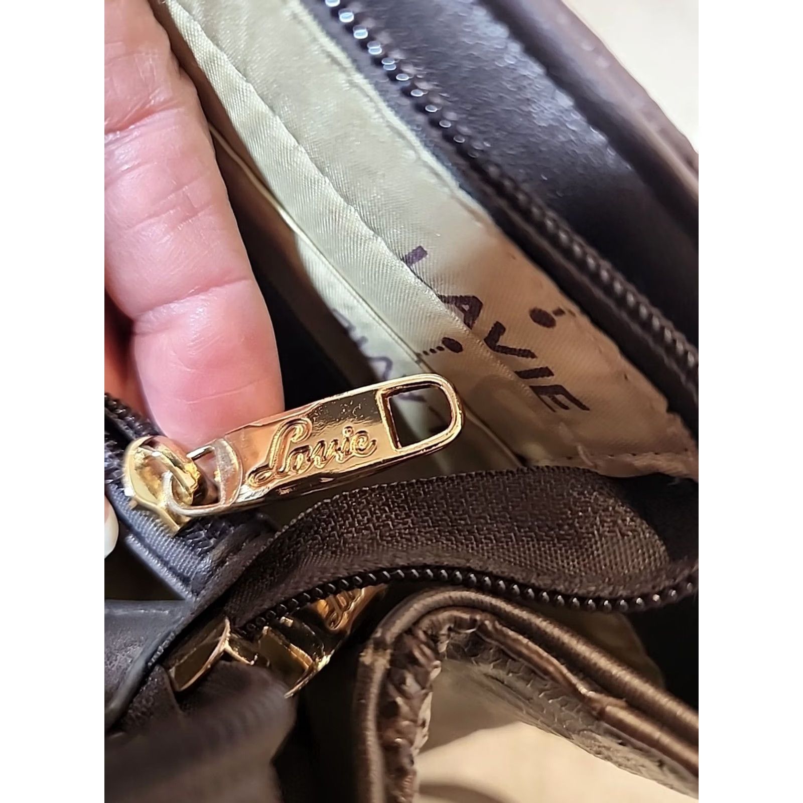 Vintage VINTAGE Lavie Lotus Womens Satchel Bag Purse Brown Large 16" Detachable Sling Strap Zips Size ONE SIZE - 4 Thumbnail
