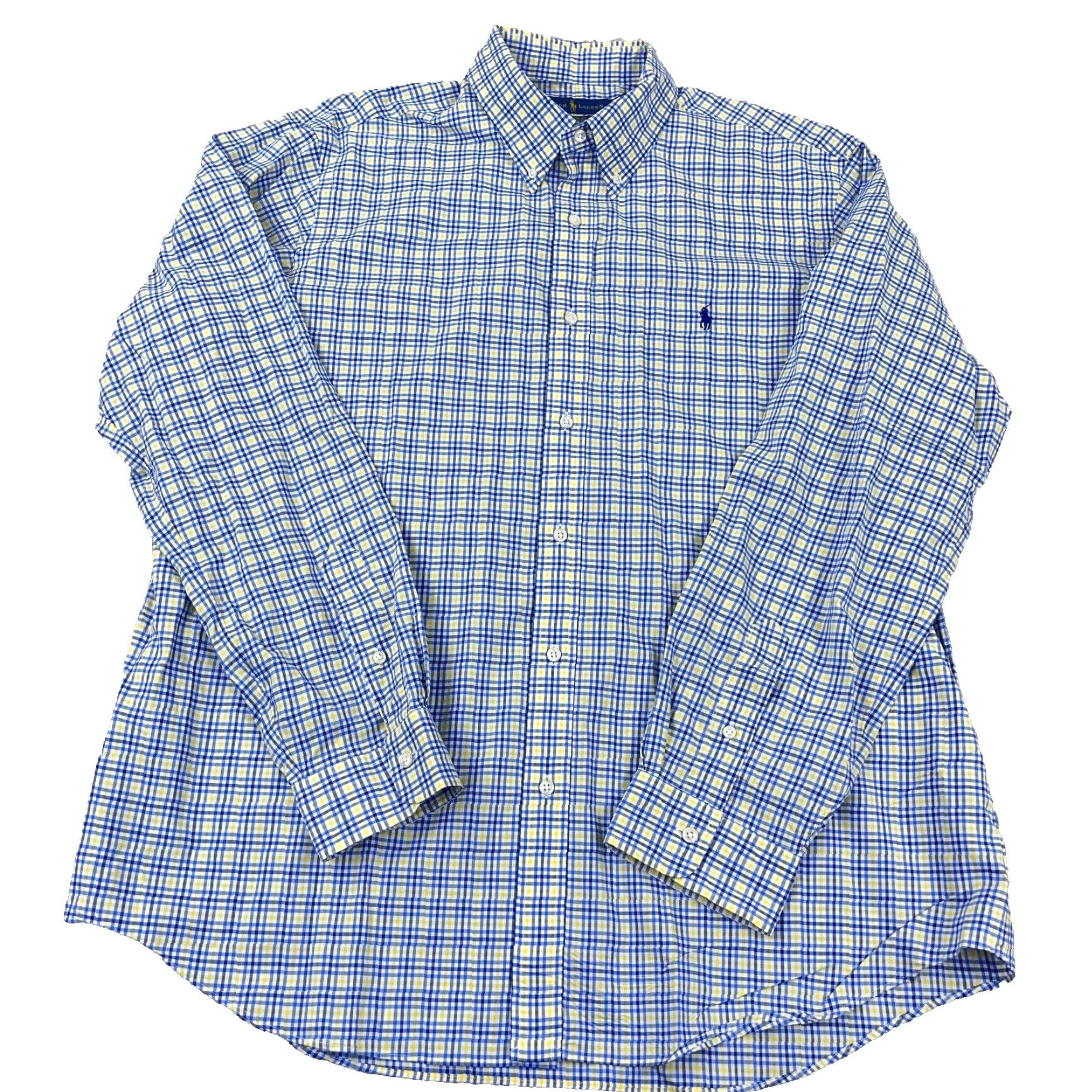 Ralph Lauren Ralph Lauren Button-Up Shirt Men 2XL Blue Yellow Plaid Stretch Cotton Long Sleeve Classic Size US XXL / EU 58 / 5 - 2 Thumbnail