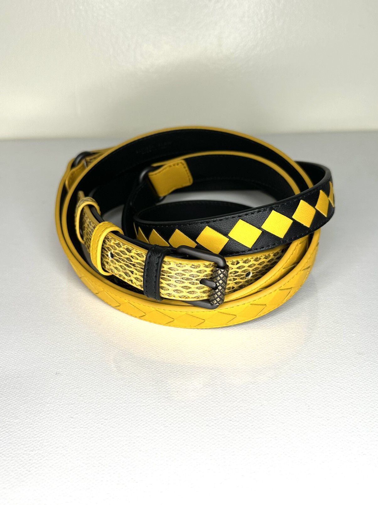 Bottega Veneta Bottega Veneta Intrecciato Snakeskin hybrid belt Size ONE SIZE - 1 Thumbnail