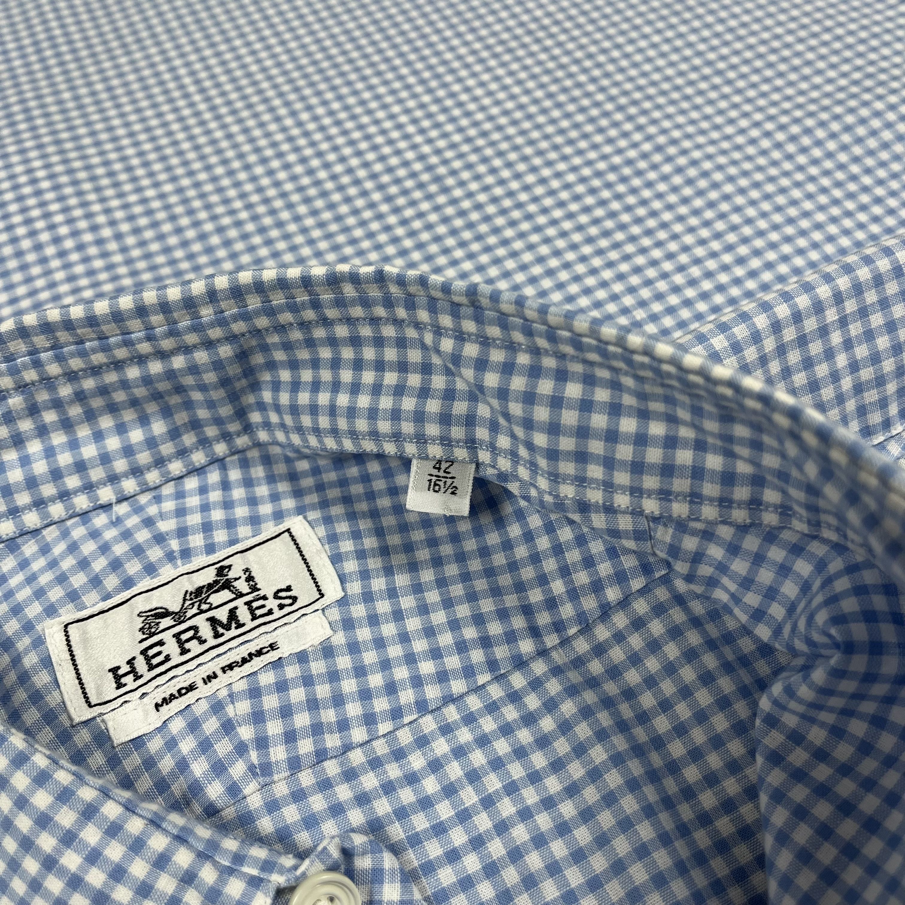 Hermes Hermes Paris Long Sleeve Button Up Checkered Shirt Size US L / EU 52-54 / 3 - 11 Thumbnail