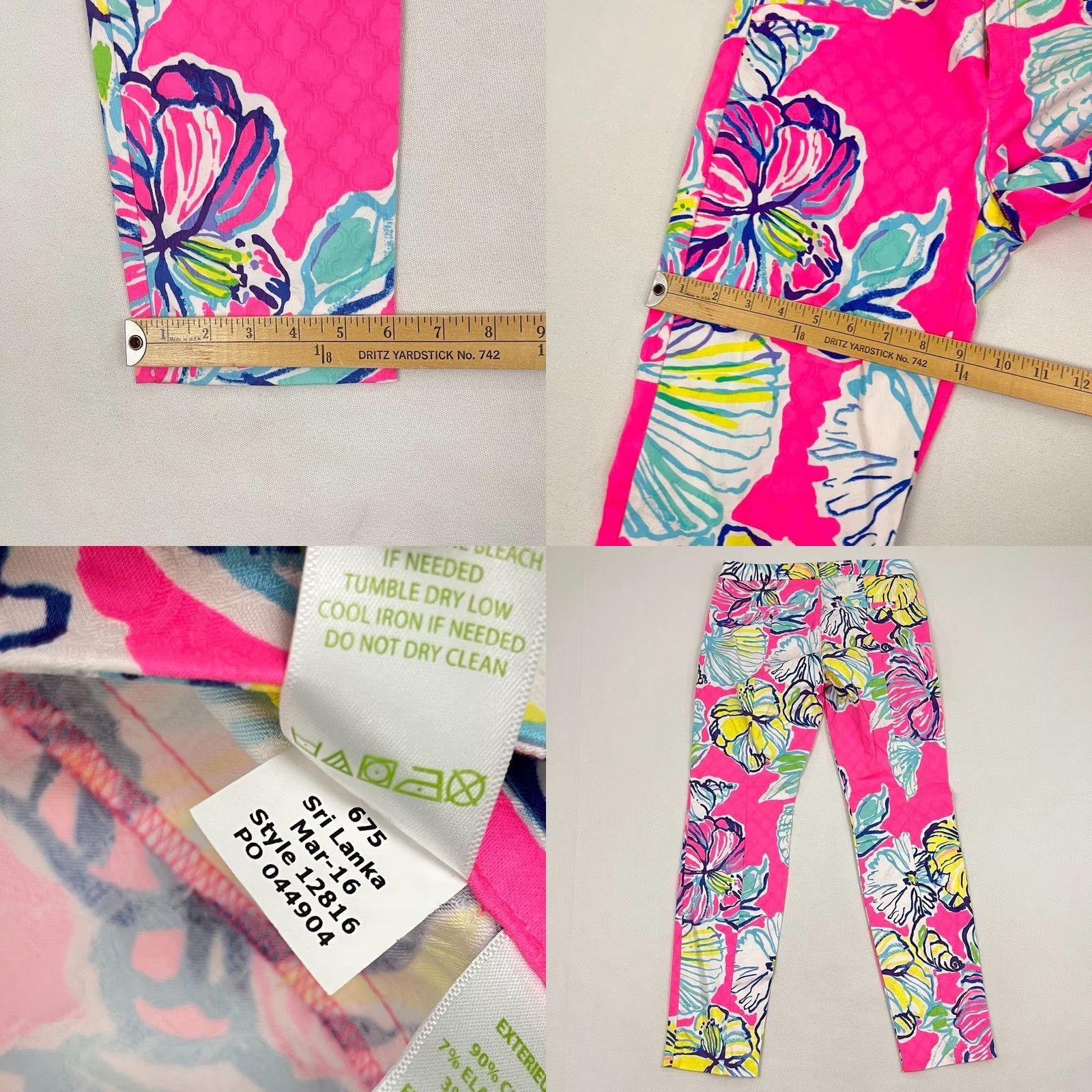 Lilly Pulitzer VINTAGE Lilly Pulitzer Kelly Ankle Pants Sz 8 W30 I28 Pink Floral Preppy Beach Womens Size 30" / US 8 / IT 44 - 8 Thumbnail