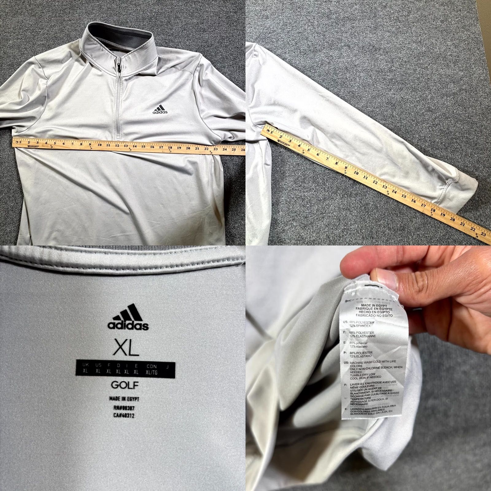 Adidas Adidas Golf Shirt Men’s XL Gray Polyester Performance Quarter Zip Running Sports Shirt Size US XL / EU 56 / 4 - 8 Thumbnail