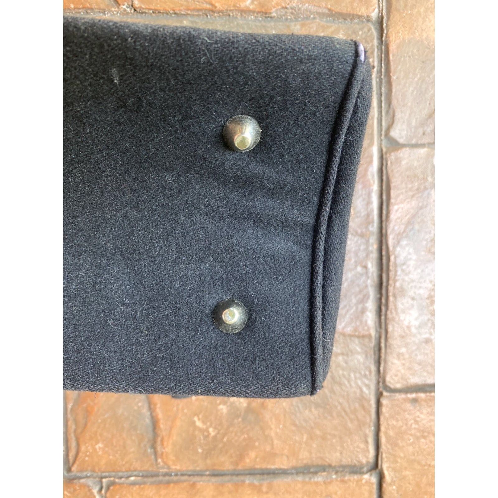 FELT VINTAGE My Flat in London Queen Bee Black Wool Felt Handbag Shoulder Bag Womens Queens Bee Crown Rhinestones Black Canvas Felt 9.5" x 13" Medium Size ONE SIZE - 4 Thumbnail