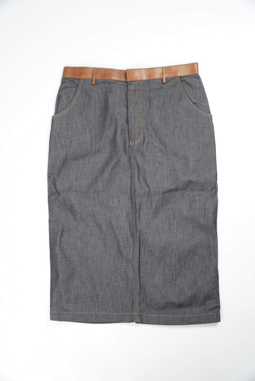 Gucci Gucci Denim Lamb Leather Tight Knee-Length Skirt Size 27" / US 4 / IT 40 - 2 Thumbnail