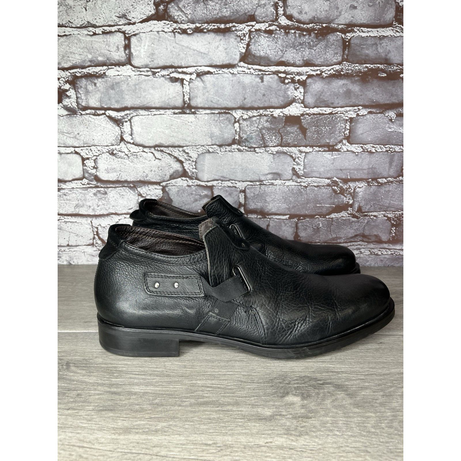 Bacco Bucci Bacco Bucci Llorente Black Genuine Leather Calfskin Side Str Size US 12 / EU 45 - 18 Thumbnail