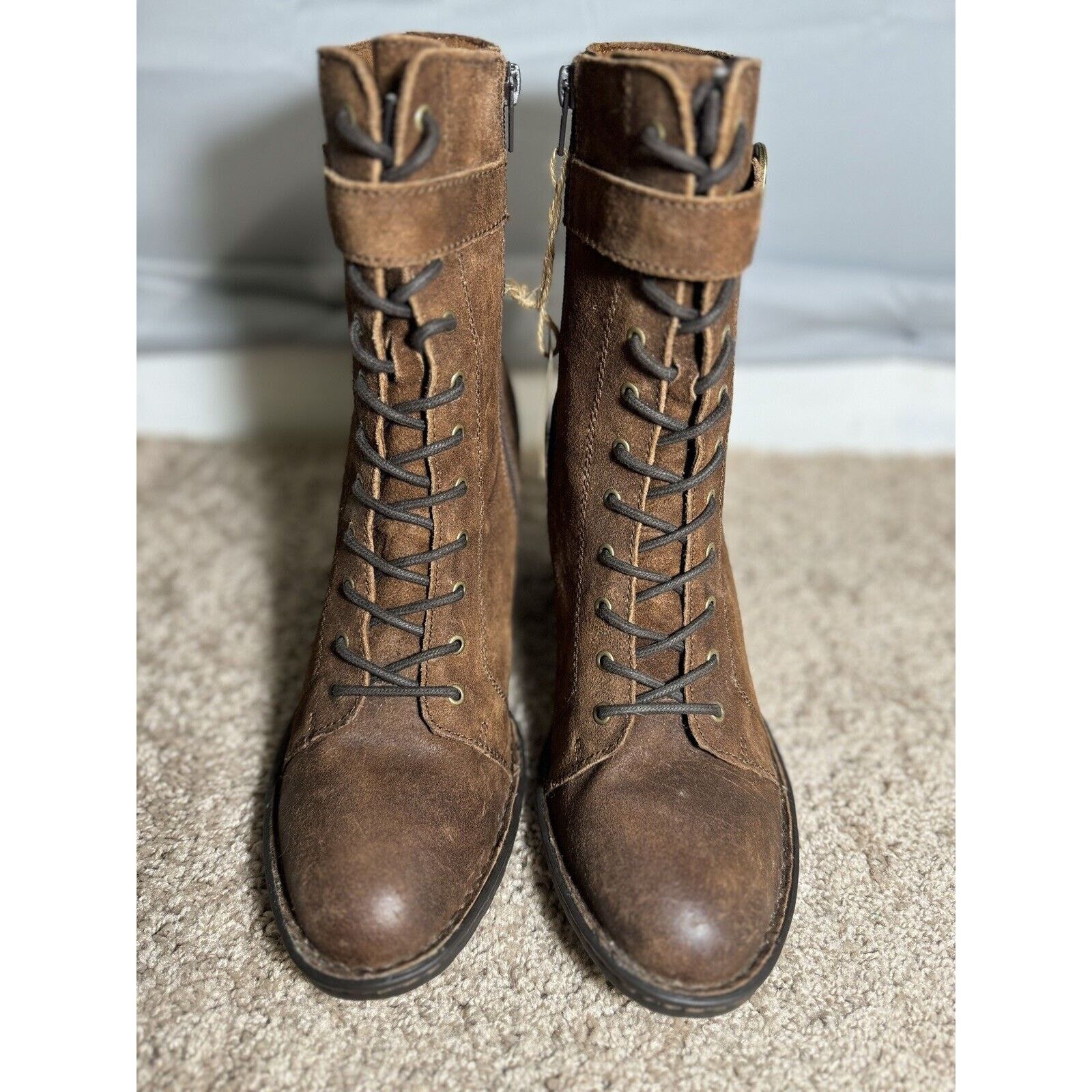 Born Born Hand Crafted Footwear, Distressed Suede Combat Boots Size US 11 / IT 41 - 3 Thumbnail
