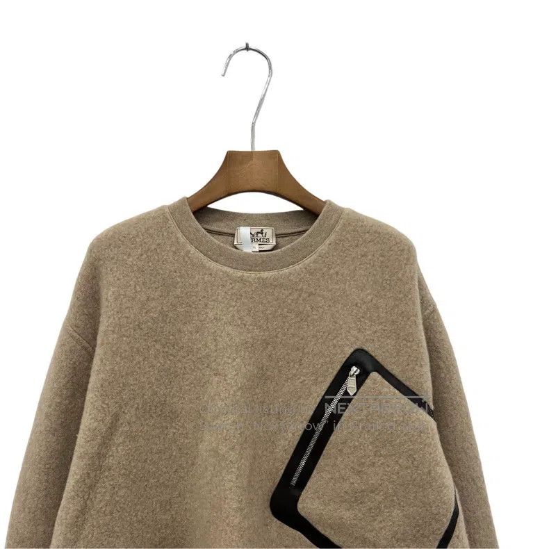 Hermes Hermes Gray lamb fur pocket sweatshirt Size US XL / EU 56 / 4 - 2 Thumbnail