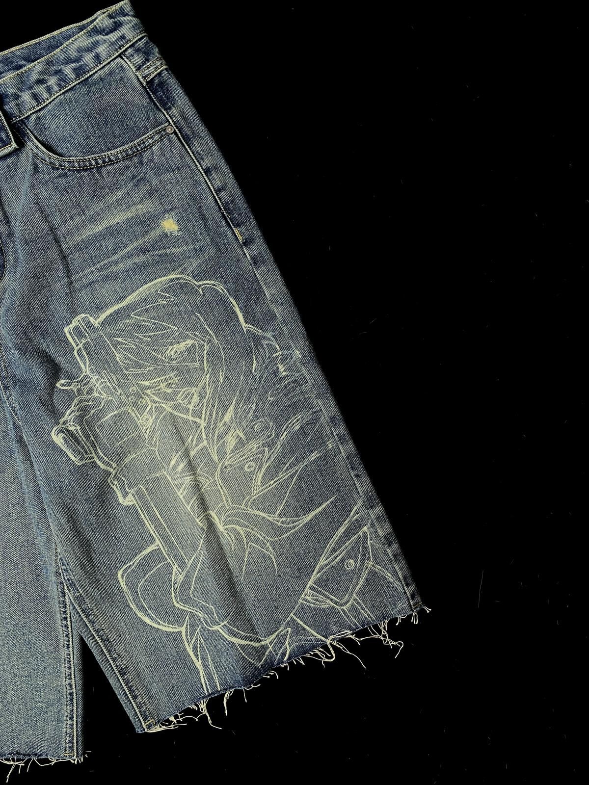 Japanese Brand Rare Whoosis × Ghost in the Shell Graphic Jeans Shorts M Size US 32 / EU 48 - 4 Thumbnail
