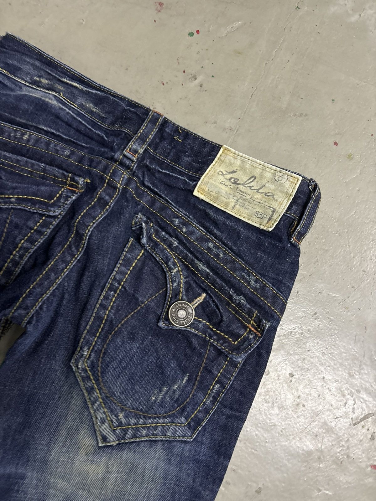If Six Was Nine Japanese Brand Lolita Mud Wash Flare Heavy Distressed Jeans Size US 30 / EU 46 - 14 Thumbnail