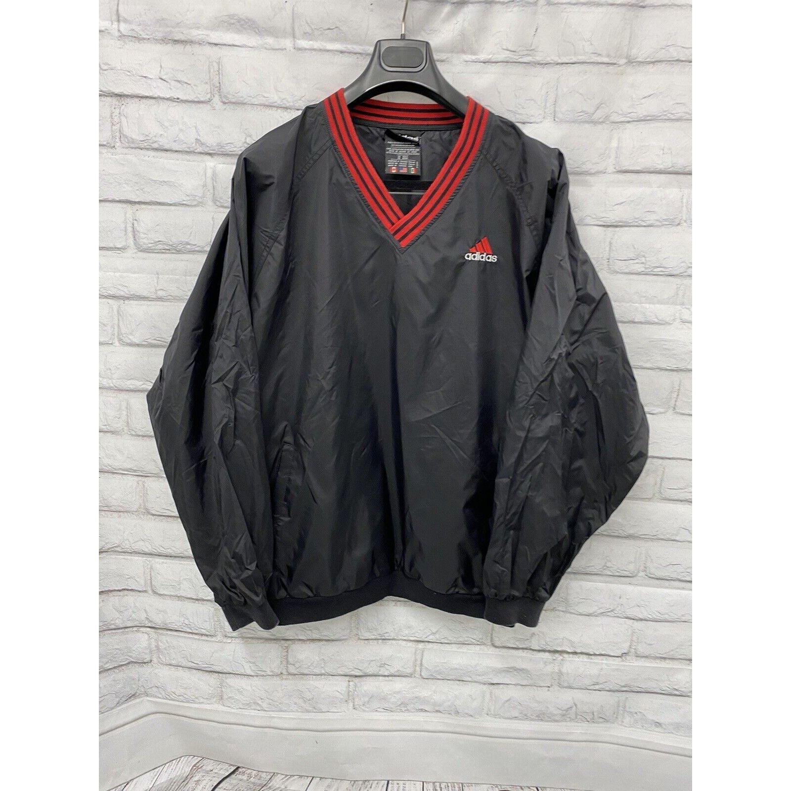 Adidas Vintage 90s Adidas V Neck Nylon Windbreaker Pullover Size L Size US L / EU 52-54 / 3 - 4 Thumbnail