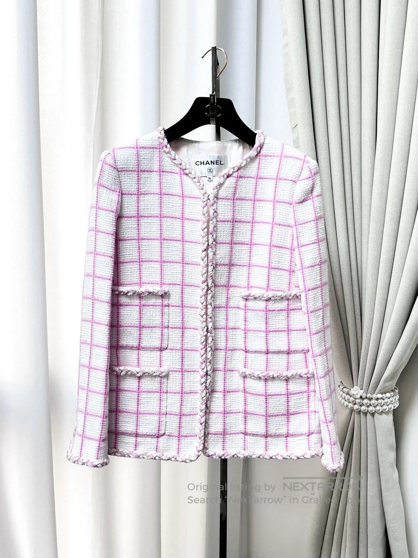 Chanel Chanel 23C Pink Checkered Coat. Size XS / US 0-2 / IT 36-38 - 1 Thumbnail