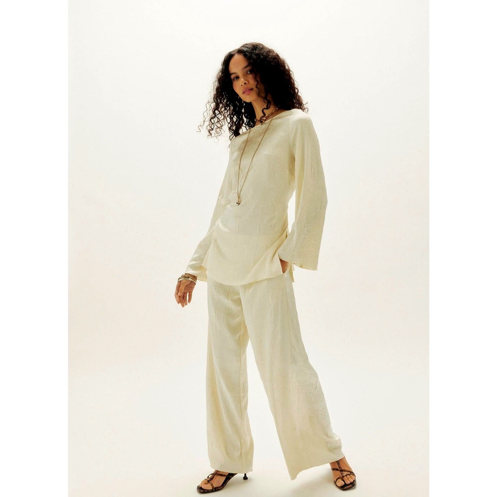 Free People Free People Celeste Pant Set Egret size M Size 29" - 2 Thumbnail