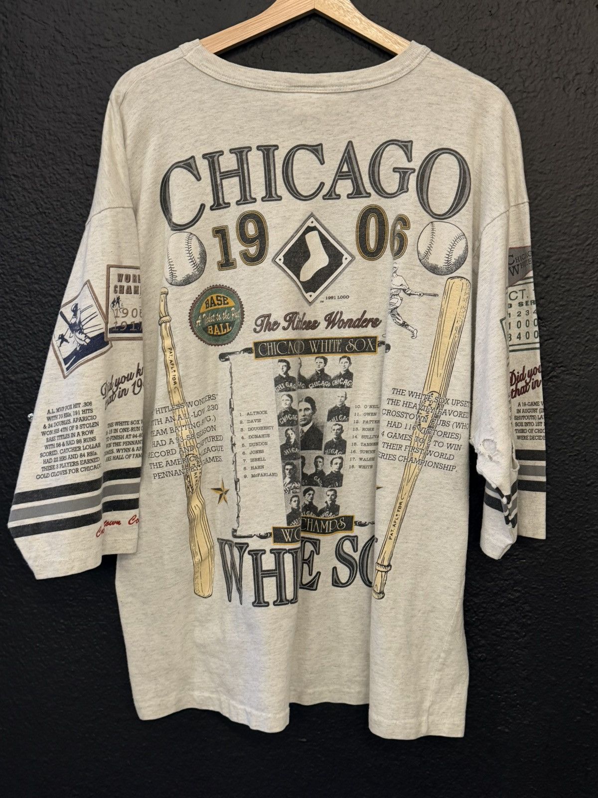 Vintage Vintage white sox all over print 3/4 sleeve tee Size US XL / EU 56 / 4 - 3 Thumbnail