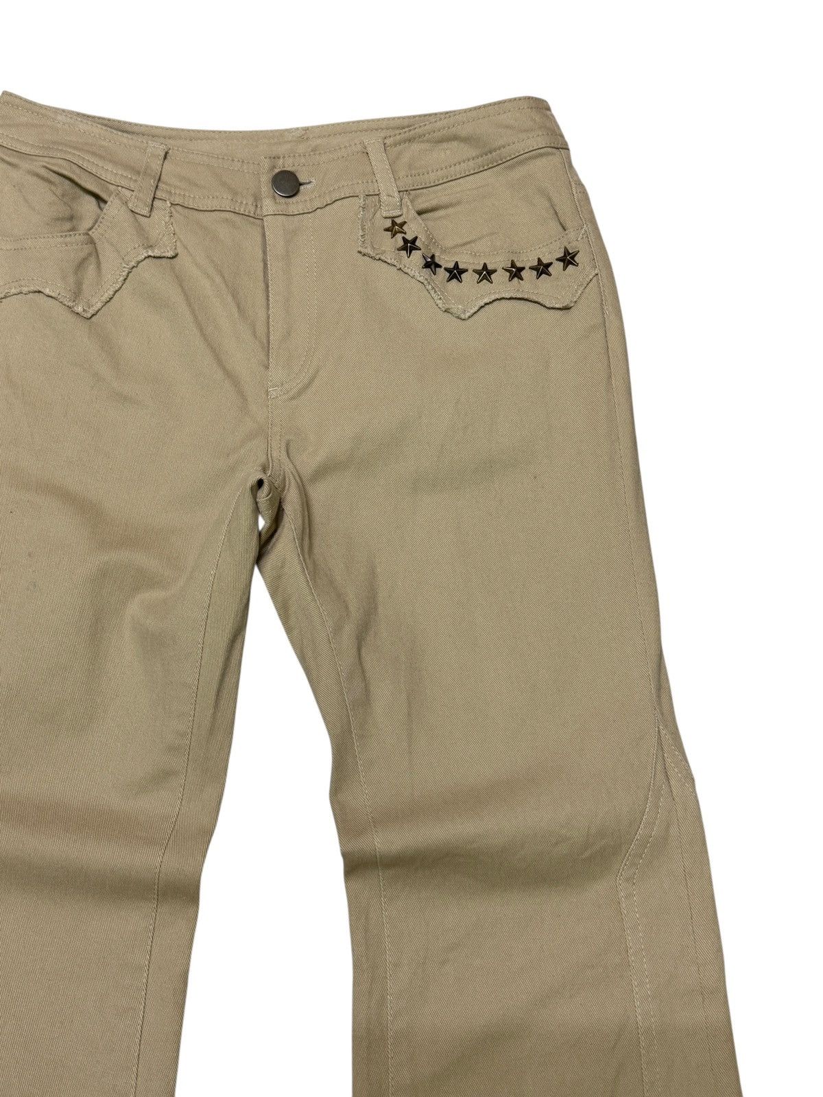 Tornado Mart Y2K Beige Flare Pants with Star Studded Cowboy Aesthetic Size US 26 / EU 42 - 5 Thumbnail