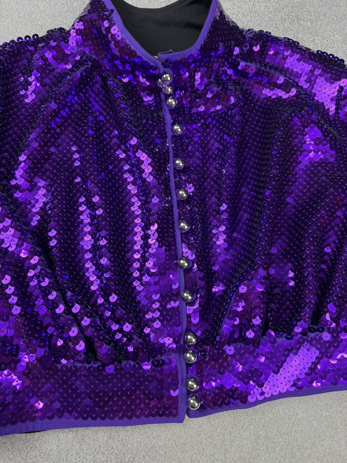 Paco Rabanne Paco Rabbane H&M Purple Sequin Suit Crop Top and Pants S Size S / US 4 / IT 40 - 5 Thumbnail
